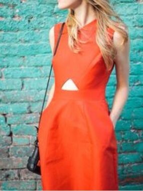 kate spade Orange Sleeveless Cutout Fit-and-Flare Dress